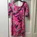 Lilly Pulitzer Dresses | Lilly Pulitzer Laurana Dress A Jungle In Here Pink Sz M 3/4 Sleeves Pre-Owned | Color: Blue/Pink | Size: M