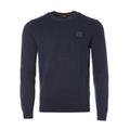 Boss Mens Logo Patch Crew Neck Jumper - Navy - Blue - Size X-Large