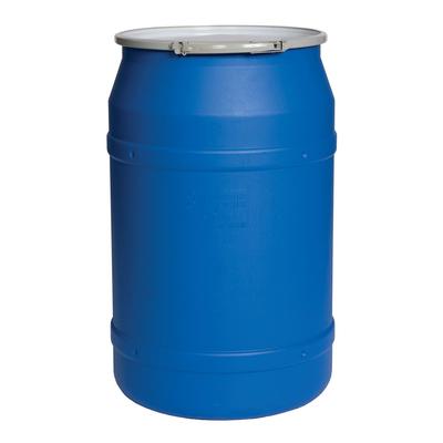 Eagle Manufacturing 1656MB 55 gal Open Head Poly Drum w/ Lever Lock Band Closure, Blue, Metal Lever-Lock, UV Resistant