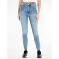 Skinny-fit-Jeans CALVIN KLEIN JEANS "HIGH RISE SUPER SKINNY ANKLE" Gr. 27, N-Gr, blau (denim light) Damen Jeans Röhrenjeans