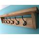 Rustic wooden coat rack with shelf | Heavy duty cast iron coat hooks | Solid pine wood farmhouse style | Handmade in Scotland