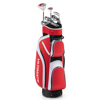 Set 10 Pieces Golf Clubs Set includes Alloy Driver Red/Black/Pink