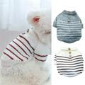 Waroomhouse Pet Sweater Stripe Pattern Super Soft Non-Fading Machine Washable Wear Resistant Keep Warm Polyester Pet Pullover Sweater Dog Winter Warm Clothing Pet Supplies