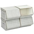 Large Stackable Bins Cubes W/Lids Storage Organizers W/Linen & Oxford Fabric 4Sets