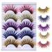 keusn 5 pairs of colorful fried false eyelashes multilayer thick cross synthetic fiber eyelashes synthetic fiber eyelashes dramatic long and thick curly false eyelashes