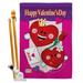 Breeze Decor BD-VA-HS-101040-IP-BO-D-US04-BD 28 x 40 in. Happy Valentines Day Spring Valentines Impressions Decorative Vertical Double Sided House Flag Set with Pole Bracket Hardware