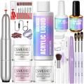 Saviland Acrylic Nail Kit Complete Set with Drill - White/Pink/Clear Acrylic Powder and Acrylic Liquid Set with Acrylic Nail Brush Electric Nail Drill Acid-Free Primer and Top Coat with Everything