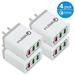 4-Pack USB Wall Charger 30W 3-Ports with Quick Charge 3.0 Wall Charger Adapter Fast Charging for Samsung Galaxy S23/S22/S21/S20/S10/S9/S8 Ultra iPhone 14/13/12/11 Pro Mini X/Xs White/Gray