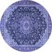 Ahgly Company Indoor Round Medallion Blue Traditional Area Rugs 5 Round