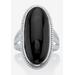 Women's Sterling Silver Natural Black Onyx Split Shank Ring by PalmBeach Jewelry in Onyx (Size 6)