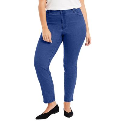 Plus Size Women's Curvie Fit Straight-Leg Jeans by June+Vie in Medium Blue (Size 18 W)