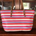 Nine West Bags | Nine West Tote Bag, Stripes Of Pink, Red, Blue, And White, Vegan Leather | Color: Blue/Pink/Red/White | Size: See Description
