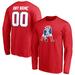 Men's Fanatics Branded Red New England Patriots Team Authentic Logo Personalized Name & Number Long Sleeve T-Shirt