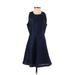 Banana Republic Factory Store Casual Dress - A-Line Crew Neck Sleeveless: Blue Print Dresses - Women's Size 2 Petite