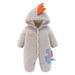 Verugu Cute Baby Boys Girls Snowsuit Jackets Winter Ears Hooded Footie Cotton Romper Jumpsuits New Born Baby Infant Winter Warm Thicken Coat Snow Outwear Jumpsuits Gray 12-24 Months