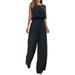 Women s Summer Jumpsuit Casual Short Sleeve Wrap V Neck Belted Wide Leg Pants Rompers