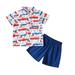 DxhmoneyHX Baby Boys America Flag Summer Outfits 4th of July Short Sleeve Button Up Shirts Shorts Star Stripe Print Set Toddler Clothes