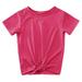 MIASHUI Girls Tie Front Knot T Shirt Summer Solid Color Short Sleeve Crewneck Casual Tee Blouse Tops