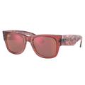 Ray-Ban RB0840S Mega Wayfarer Sunglasses Transparent Pink Frame Brown Mirror Dark Red Lens 51 RB0840S-66372K-51