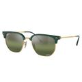 Ray-Ban RB4416 New Clubmaster Sunglasses Green On Arista Frame Polarized Green Mirror Lens 53 RB4416-6655G4-53