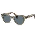 Ray-Ban RB0880S Sunglasses Transparent Green Frame Dark Blue Polarized Lens 49 RB0880S-66353R-49