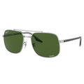 Ray-Ban RB3699 Sunglasses Silver Frame Dark Green Polarized Lens 56 RB3699-003-P1-56