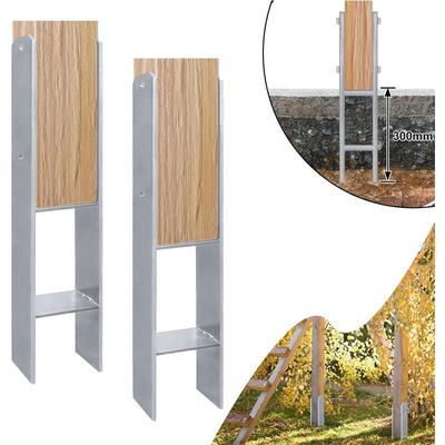 AUFUN 4 Stück H-Pfostenträger Pfostenanker Ausführung Materialstärke 5mm, H-anker Pfosten, für Image