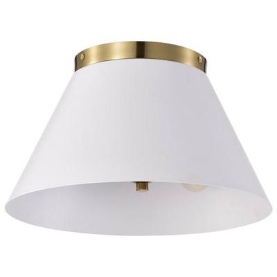 Nuvo Lighting 60809 - 3 Light Small Vintage Brass/White Ceiling Light Fixture (DOVER 3 LIGHT SMALL FLUSH WH (60-7418))