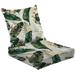 2-Piece Deep Seating Cushion Set golden green tropical leaves a white Seamless style Hawaii Botanical Outdoor Chair Solid Rectangle Patio Cushion Set