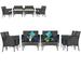 Gymax 8PCS Outdoor Furniture Set Patio Rattan Conversation Set w/ Navy & Off White Cushion