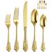 45 Pieces 18/10 Stainless Steel Flatware set, Service for 8, silver plated with gold accents, Fine Silverware set