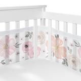 Boho Floral Girl Sweet Jojo Designs + BreathableBaby Breathable Mesh Crib Liner Anti Bumper Pad Bohemian Farmhouse Watercolor