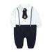 Daqian Toddler Boys Clothes Clearance Toddler Baby Boys Gentleman Long Sleeved Bodysuit Suit Overalls Gentleman Suit Clearance Boys Clothes White 9-12Months