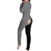 Qufokar Long Comfy Robes for Women Striped Jumpsuit Women s Sleepwear Jumpsuit Button- Print Functional Flap Adult Buttoned Romper Jumpsuit Long Sleeve Romper Sets