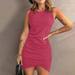 WQJNWEQ Dresses For Women Clearance Women S Sexy Solid Color Round Neck With Hip And Irregular Sleeveless Women S Dress