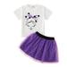 B91xZ Baby Girl Outfit Toddler Girls Short Sleeve Cartoon Printed T Shirt Tops Net Yarn Short Skirts Kids Outfits Size 2-3 Years