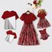 PatPat Family Matching 95% Cotton Striped Off Shoulder Belted Dresses and Short-sleeve Colorblock T-shirts Sets