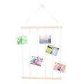 HOMEMAXS 1 Set Postcard Photo Holder with String Lights Wood Stick Rope Wall Hanger
