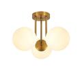 Mid Century Modern Light Fixture - Semi Flush Mount Ceiling Light 3-Light Ceiling Light with Globe White Glass Shade Close to Ceiling Light Fixtures