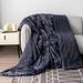 Mercer41 Botyo Luxury Sherpa Throw Blanket, Warm & Cozy Faux Fur Blanket For Couch Sofa Bed Faux Fur in Gray/Blue/Black | 90 W in | Wayfair