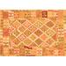 Ahgly Company Indoor Rectangle Abstract Orange Contemporary Area Rugs 8 x 12