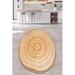 White/Yellow Oval 2'7" x 3'3" Area Rug - East Urban Home Mccue Billet Braided Geometric Handmade Flatweave Area Rug in Beige/Yellow | Wayfair