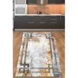 White;orange;gray Rectangle 2'7" x 3'11" Area Rug - East Urban Home Burgoon Abstract Machine Woven Area Rug in Gray/Orange/White 47.0 x 31.0 x 0.04 in white | Wayfair