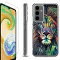 Shockproof Bumper Phone Case for Samsung Galaxy A54 5G with Tempered Glass Screen Protector by OneToughShield Â® - Geometric Lion