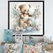 Zoomie Kids Teddy Bear in Crib w/ Flowers II - Print on Canvas in Blue/Brown/White | 30 H x 30 W x 1 D in | Wayfair
