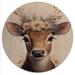 Harper Orchard Cute Baby Cow w/ Floral Crown II - Animals Wood Wall Art - Natural Pine Wood in White | 36 H x 36 W x 1 D in | Wayfair