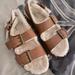 Madewell Shoes | Madewell Nwot Leather And Fur Sandal Size 9.5 | Color: Tan | Size: 9.5