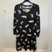 Lularoe Dresses | Lularoe Emily Dress Size Med. Black With White Feathers | Color: Black/White | Size: M