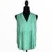 Anthropologie Tops | Maeve Mint Printed Sleeveless Pleated Trim Button Front Tank Top Sz Petite Small | Color: Green | Size: Sp