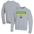 Men's Champion Gray Oregon Ducks Track & Field Stack Powerblend Pullover Sweatshirt